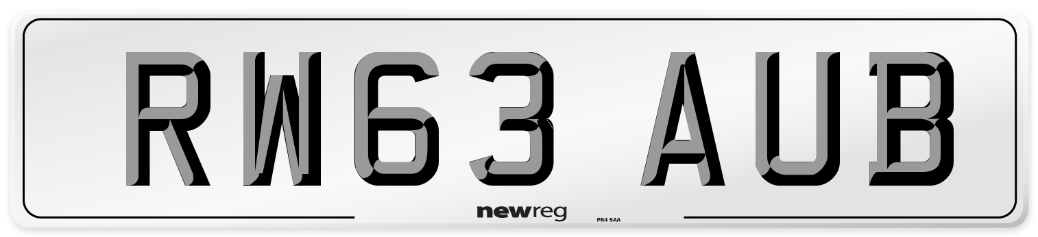 RW63 AUB Number Plate from New Reg